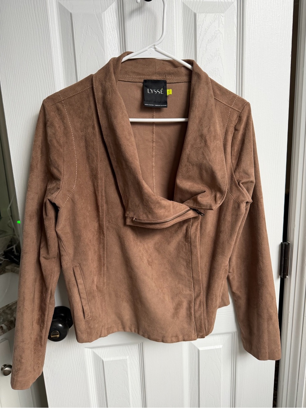 Lysse Brown Suede-Look Open Drape Jacket